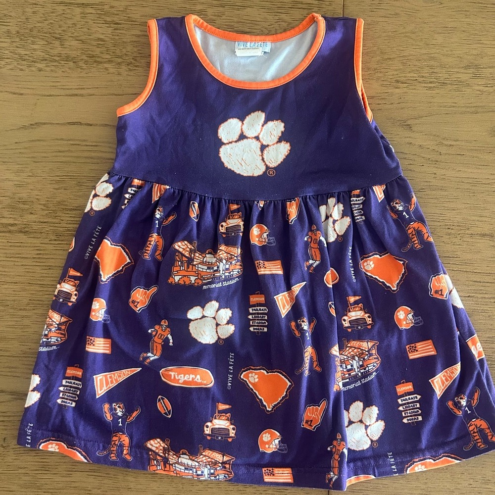 Toddler Girls Clemson Tigers Fan Dress Purple & Orange